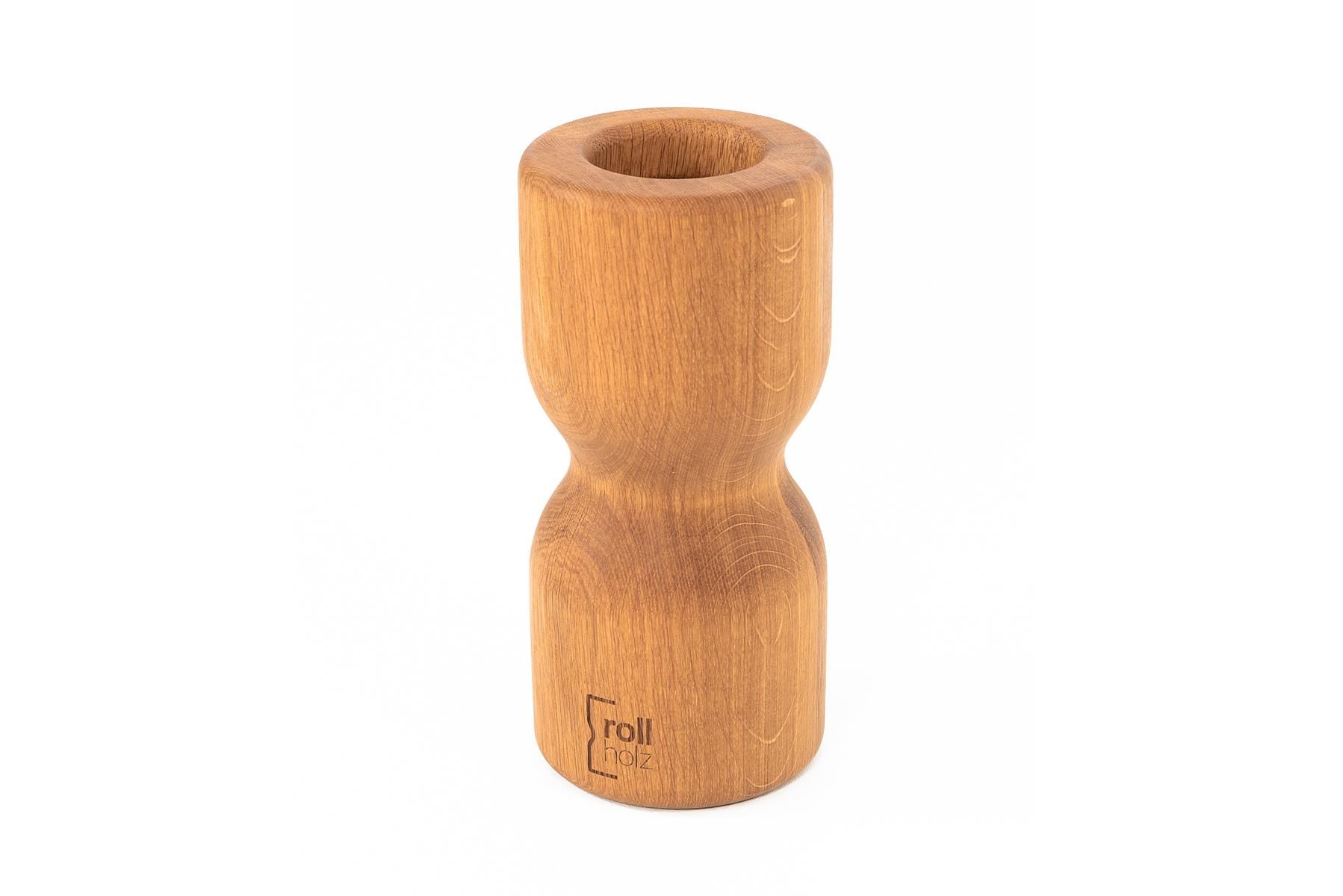 Faszienrolle aus Holz mit Kerbe in der Mitte für die Wirbelsäule und Beine, Holzart Eiche
