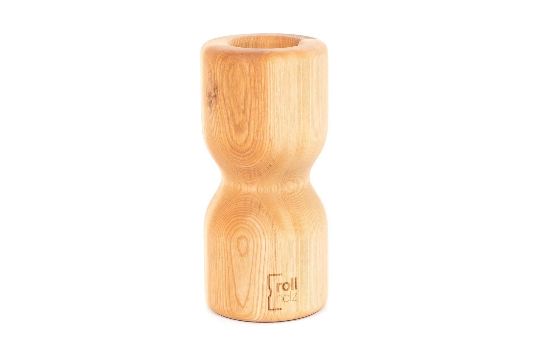 Faszienrolle aus Holz mit Kerbe in der Mitte für die Wirbelsäule und Beine, Holzart Esche