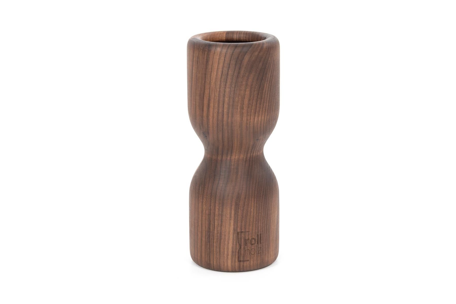 Faszienrolle aus Holz mit Kerbe in der Mitte für die Wirbelsäule und Beine, 30 cm Lang, 12 cm Durchmesser, Holzart Walnuss